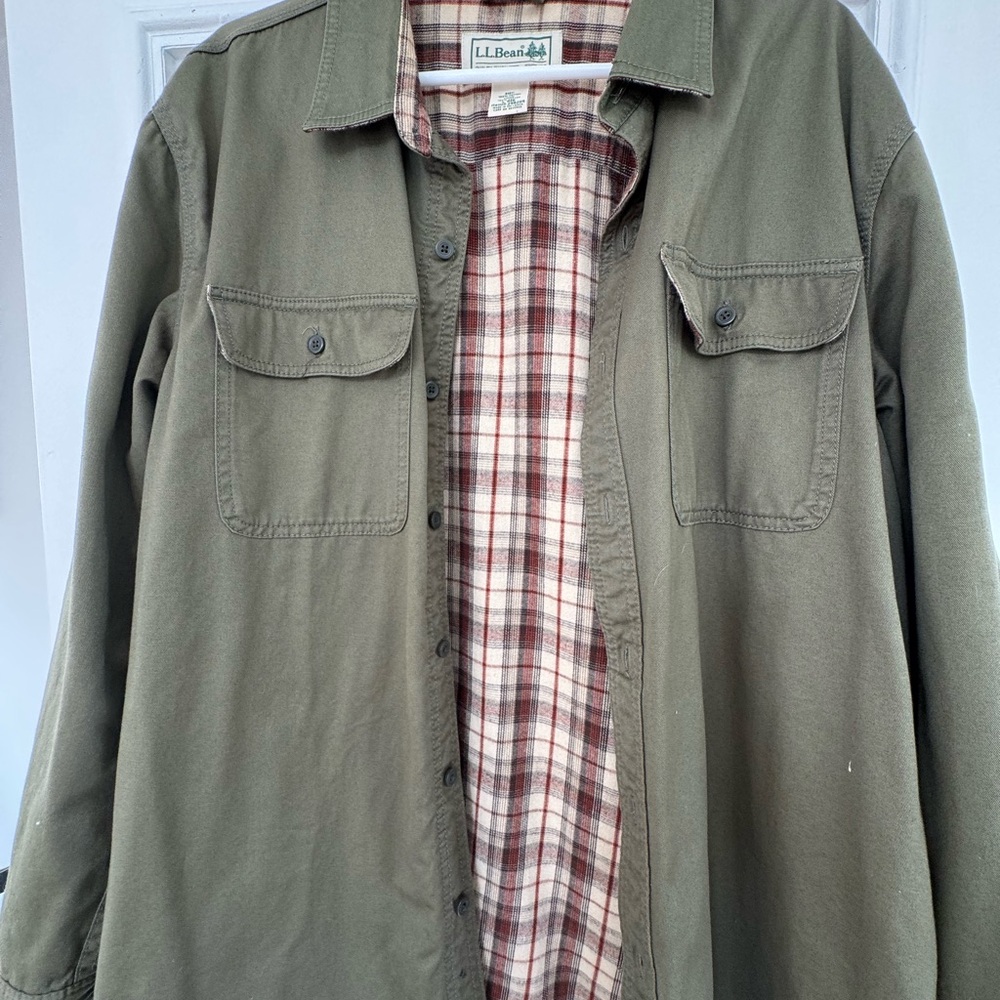 L.L. Bean Olive Green lined barn coat / shacket